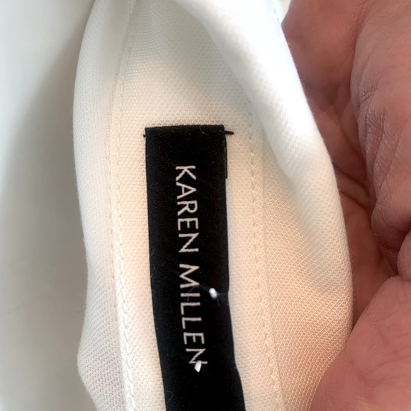 Women's 4 S Small Designer Karen Millen White belted Tailored Utility Dress - Picture 7 of 11